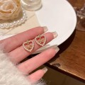 小众蝴蝶结珍珠爱心耳钉